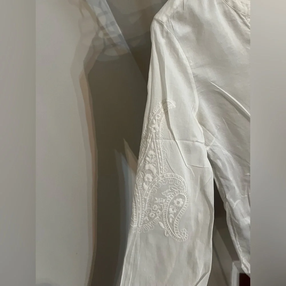 Massimo Dutti Cream Embroidered Tunic - Picture 3 of 5